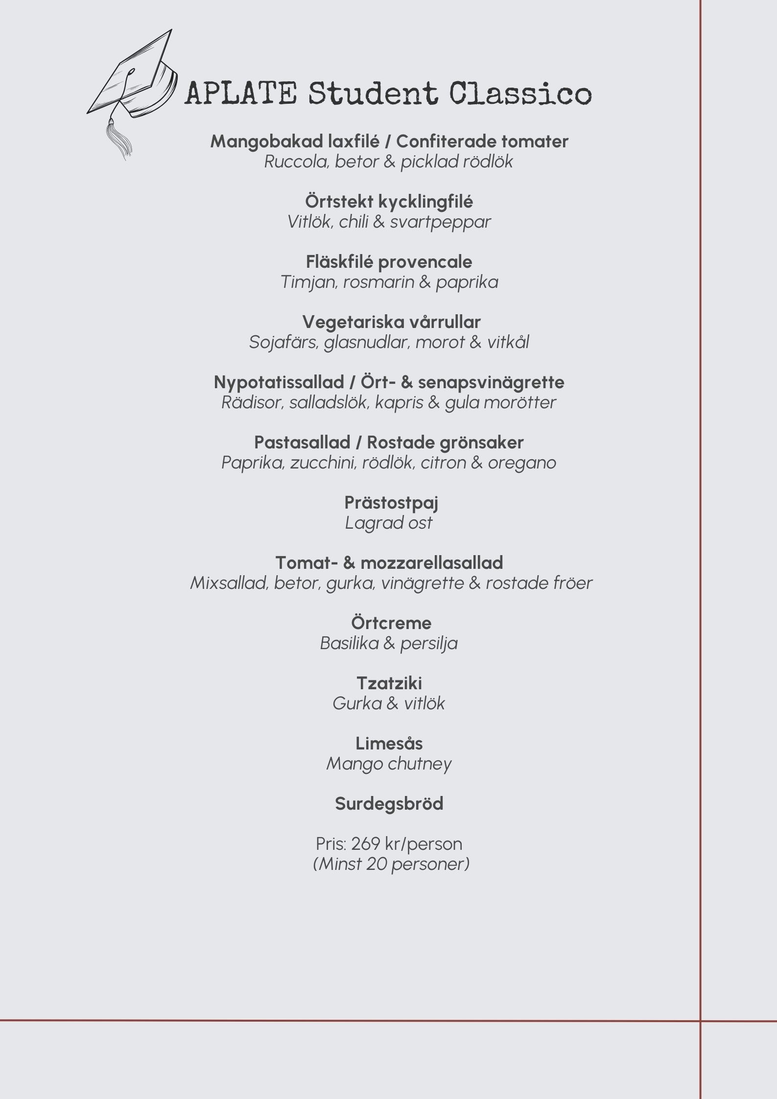 Aplate studentmeny classico
