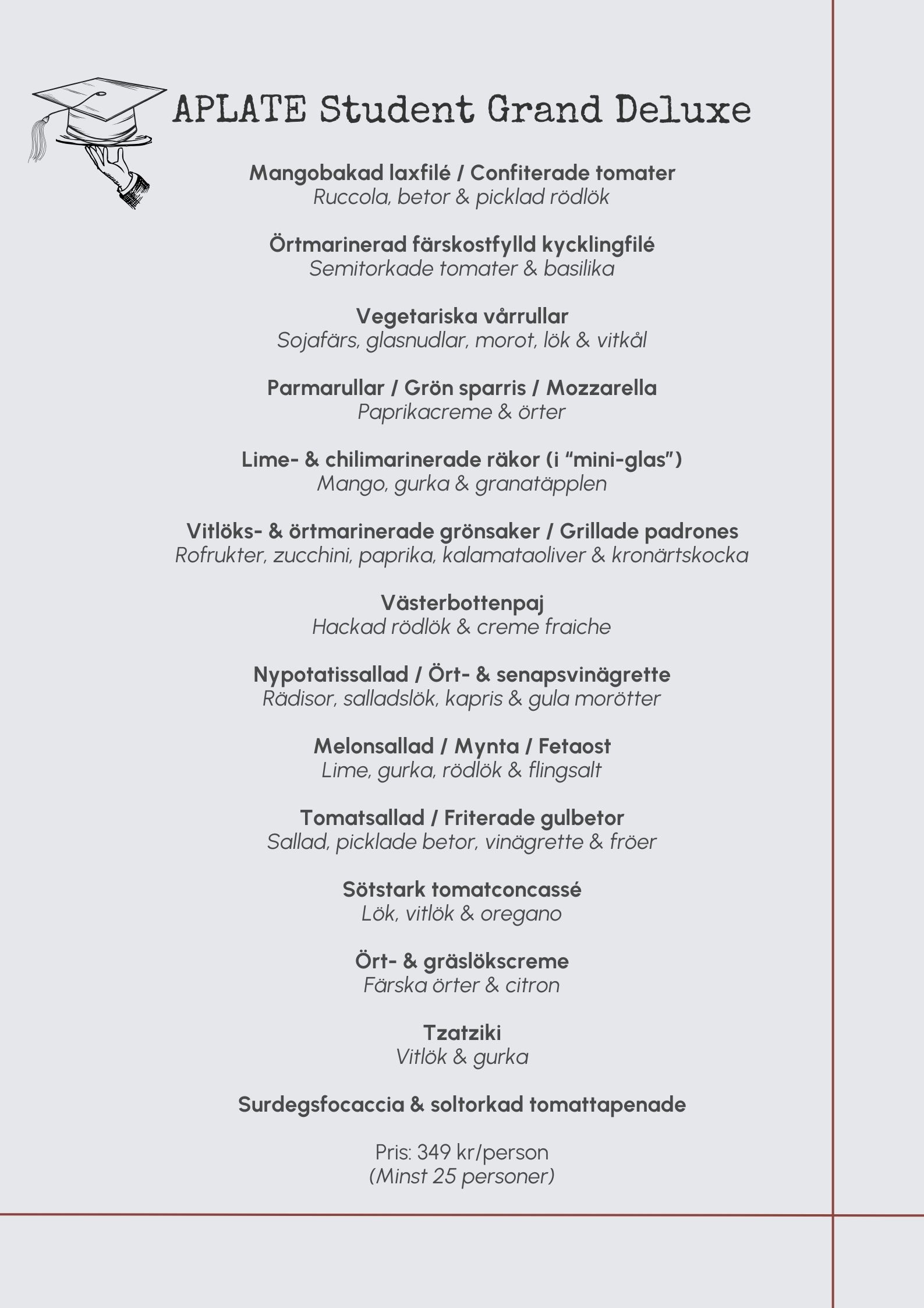 Aplate studentmeny grand deluxe