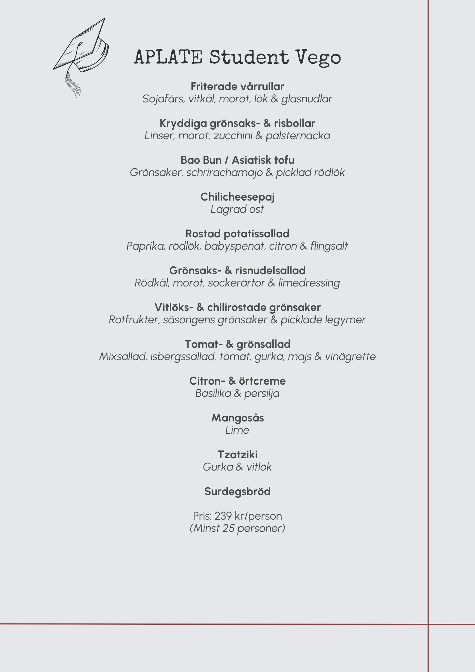 Aplate studentmeny vego